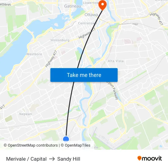 Merivale / Capital to Sandy Hill map