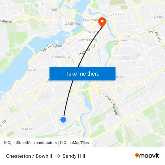 Chesterton / Bowhill to Sandy Hill map