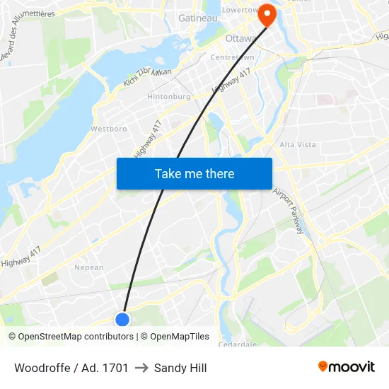 Woodroffe / Ad. 1701 to Sandy Hill map