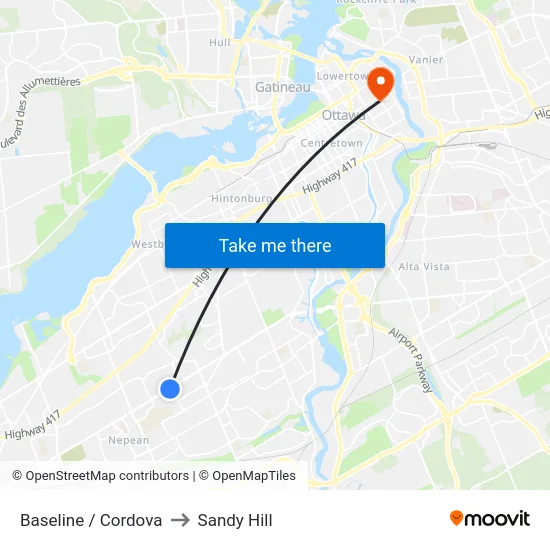 Baseline / Cordova to Sandy Hill map