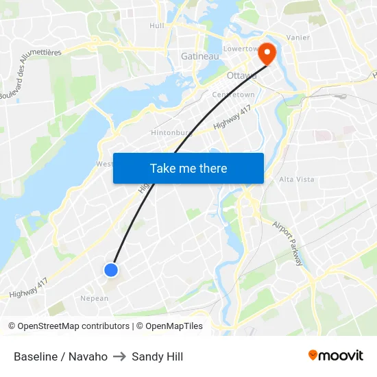 Baseline / Navaho to Sandy Hill map