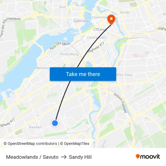 Meadowlands / Savuto to Sandy Hill map