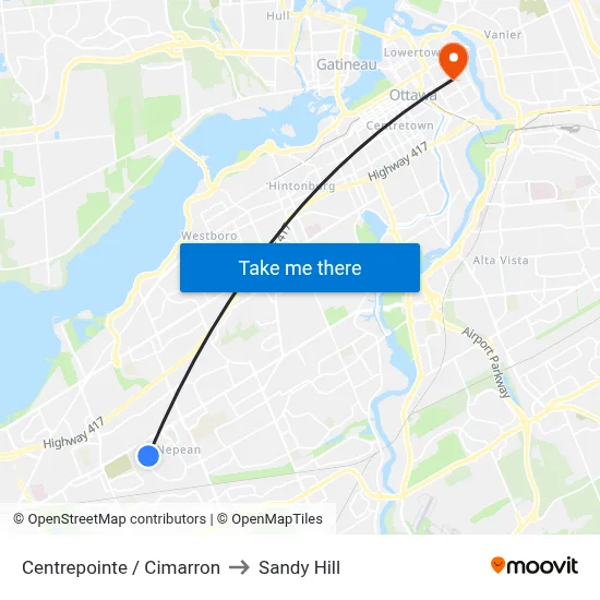 Centrepointe / Cimarron to Sandy Hill map