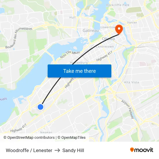 Woodroffe / Lenester to Sandy Hill map
