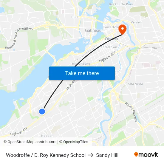 Woodroffe / D. Roy Kennedy School to Sandy Hill map