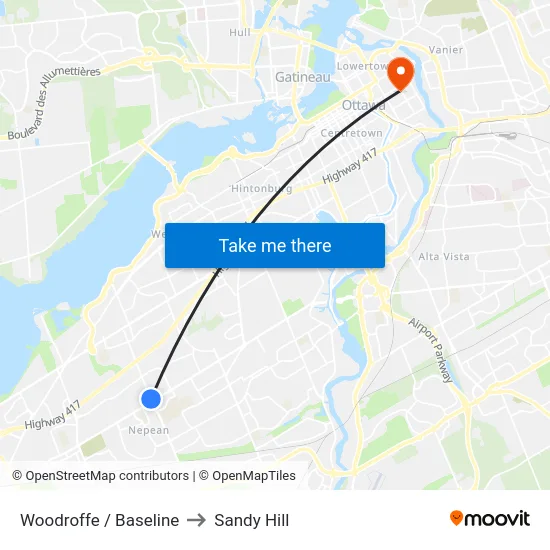 Woodroffe / Baseline to Sandy Hill map