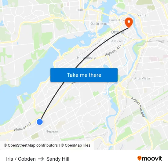 Iris / Cobden to Sandy Hill map