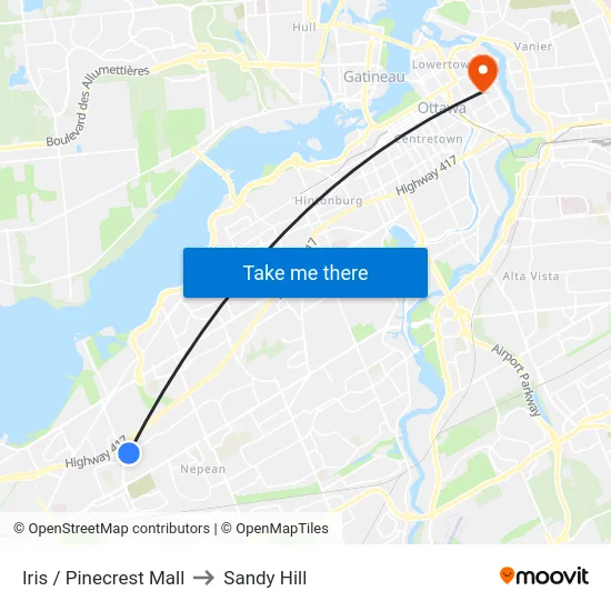 Iris / Pinecrest Mall to Sandy Hill map