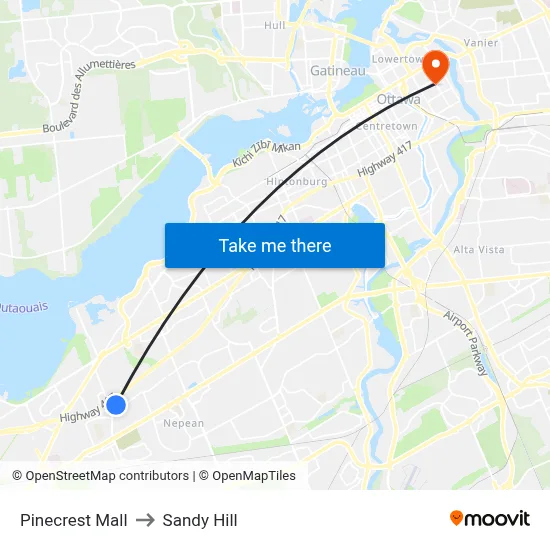 Pinecrest Mall to Sandy Hill map