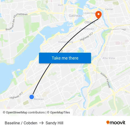 Baseline / Cobden to Sandy Hill map