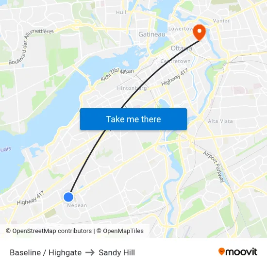 Baseline / Highgate to Sandy Hill map