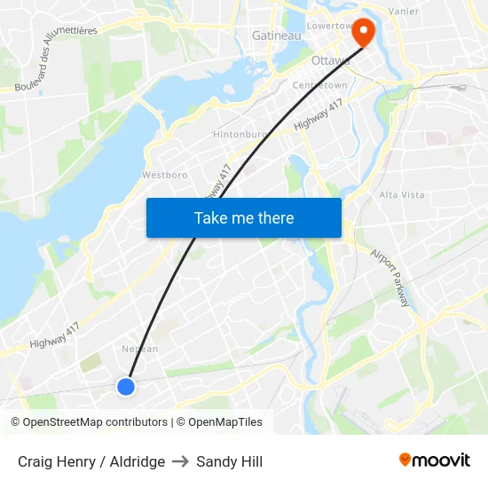 Craig Henry / Aldridge to Sandy Hill map