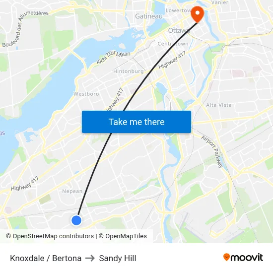 Knoxdale / Bertona to Sandy Hill map