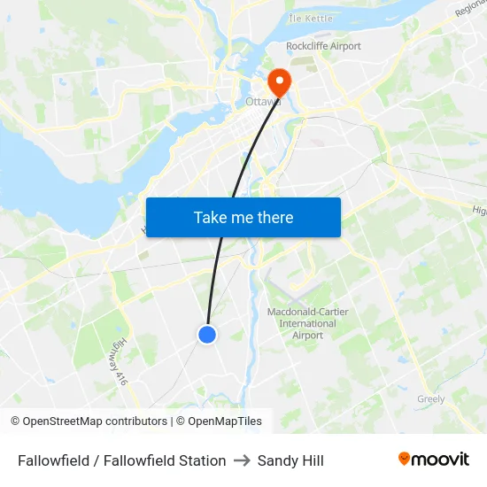 Fallowfield / Fallowfield Station to Sandy Hill map