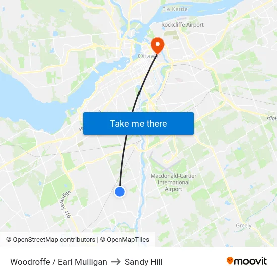 Woodroffe / Earl Mulligan to Sandy Hill map