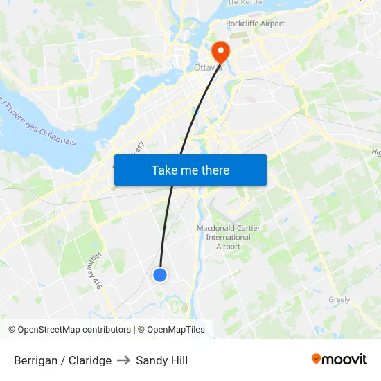 Berrigan / Claridge to Sandy Hill map