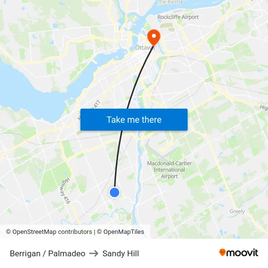 Berrigan / Palmadeo to Sandy Hill map