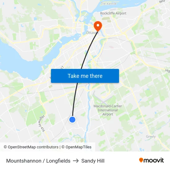 Mountshannon / Longfields to Sandy Hill map