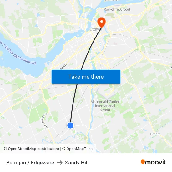 Berrigan / Edgeware to Sandy Hill map