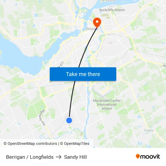 Berrigan / Longfields to Sandy Hill map