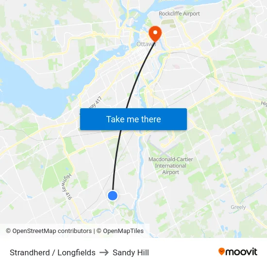 Strandherd / Longfields to Sandy Hill map