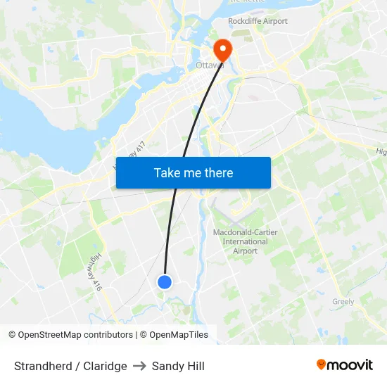 Strandherd / Claridge to Sandy Hill map