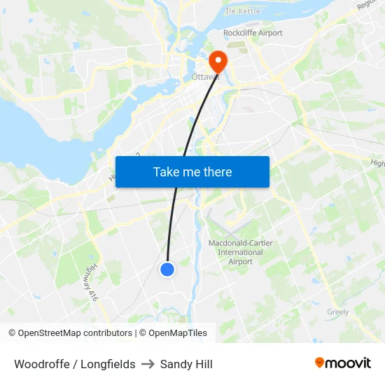 Woodroffe / Longfields to Sandy Hill map