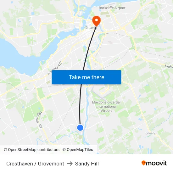 Cresthaven / Grovemont to Sandy Hill map