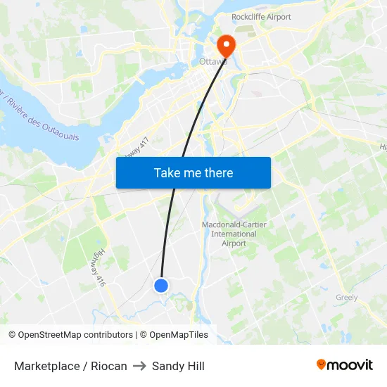 Marketplace / Riocan to Sandy Hill map