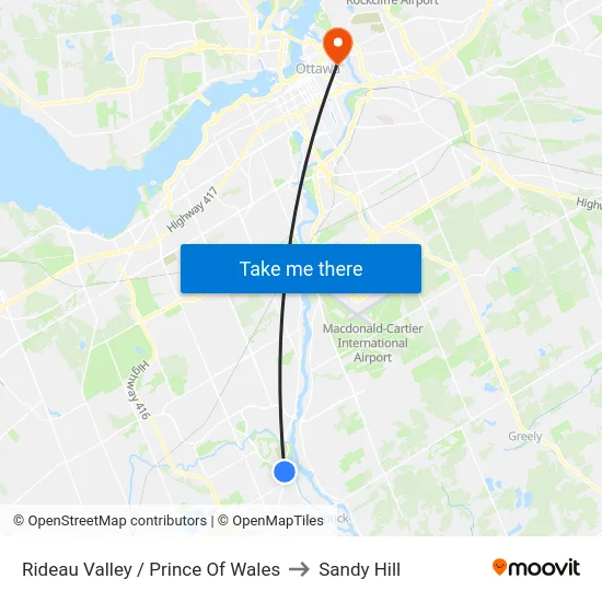 Rideau Valley / Prince Of Wales to Sandy Hill map