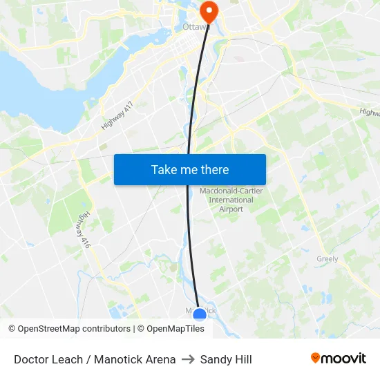 Doctor Leach / Manotick Arena to Sandy Hill map