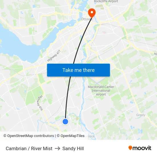 Cambrian / River Mist to Sandy Hill map