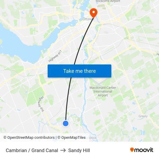 Cambrian / Grand Canal to Sandy Hill map