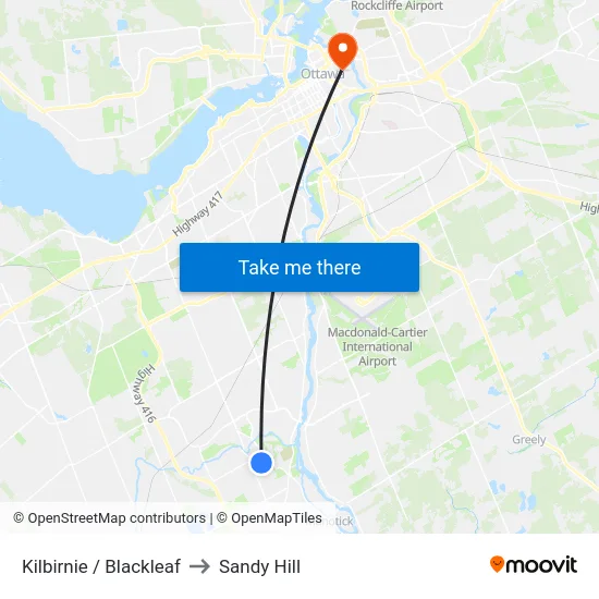 Kilbirnie / Blackleaf to Sandy Hill map