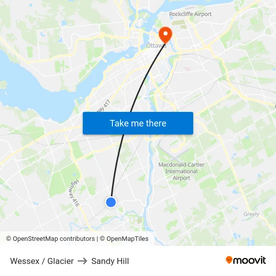 Wessex / Glacier to Sandy Hill map