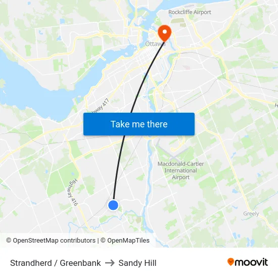 Strandherd / Greenbank to Sandy Hill map