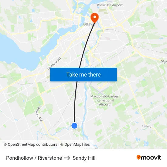 Pondhollow / Riverstone to Sandy Hill map