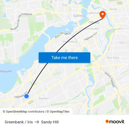 Greenbank / Iris to Sandy Hill map