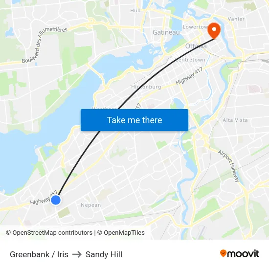 Greenbank / Iris to Sandy Hill map