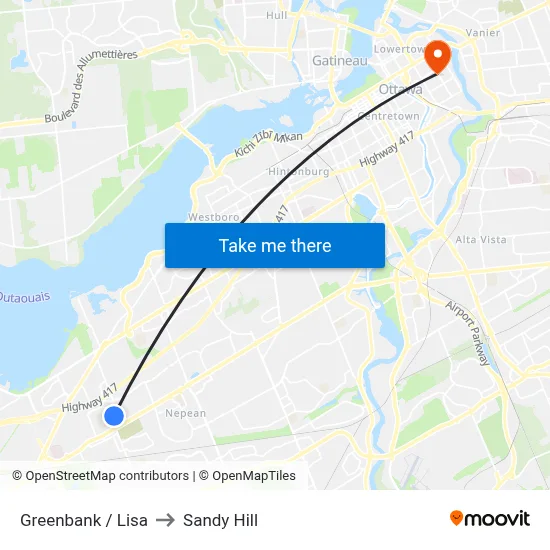 Greenbank / Lisa to Sandy Hill map