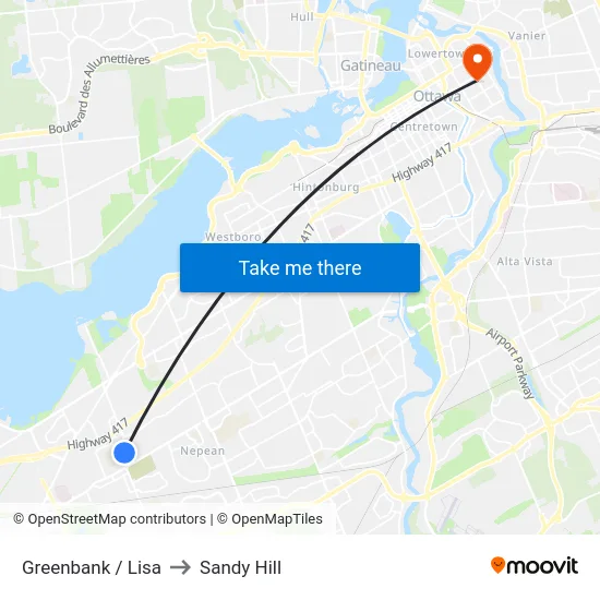 Greenbank / Lisa to Sandy Hill map