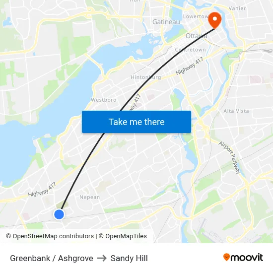 Greenbank / Ashgrove to Sandy Hill map