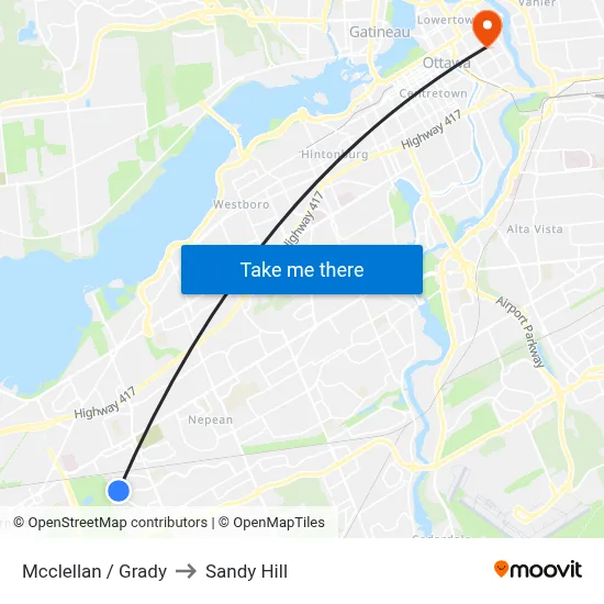 Mcclellan / Grady to Sandy Hill map