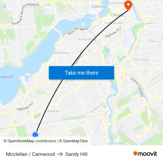 Mcclellan / Camwood to Sandy Hill map