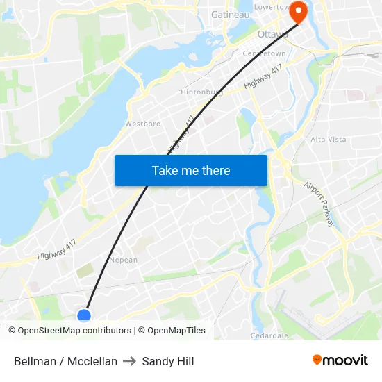 Bellman / Mcclellan to Sandy Hill map
