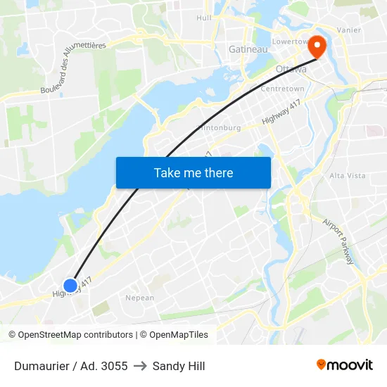 Dumaurier / Ad. 3055 to Sandy Hill map
