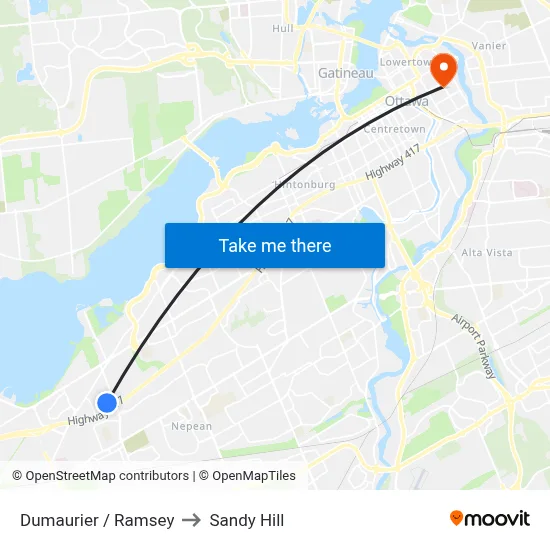 Dumaurier / Ramsey to Sandy Hill map