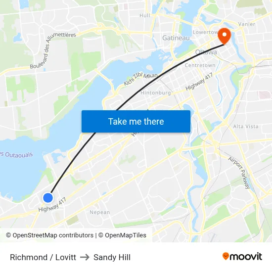 Richmond / Lovitt to Sandy Hill map