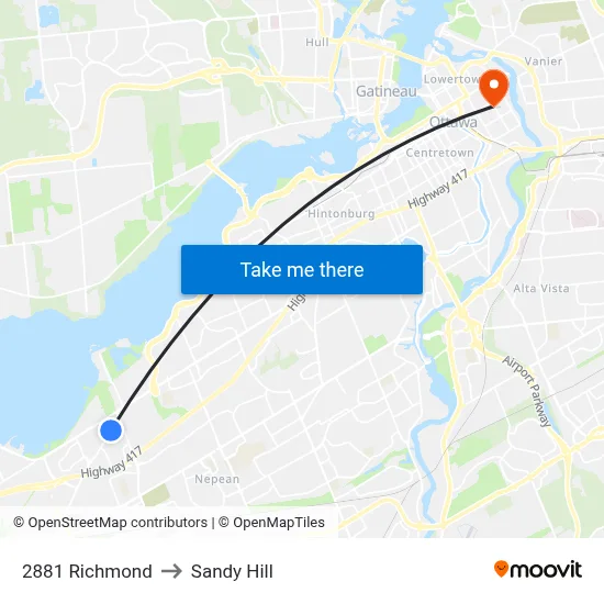 2881 Richmond to Sandy Hill map