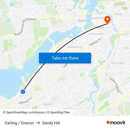 Carling / Grenon to Sandy Hill map